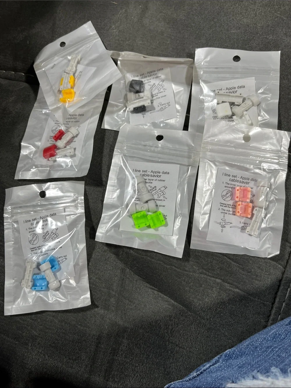 Cable Saver Connector Set for Cell Phones - Multi-Color (7 Pack)